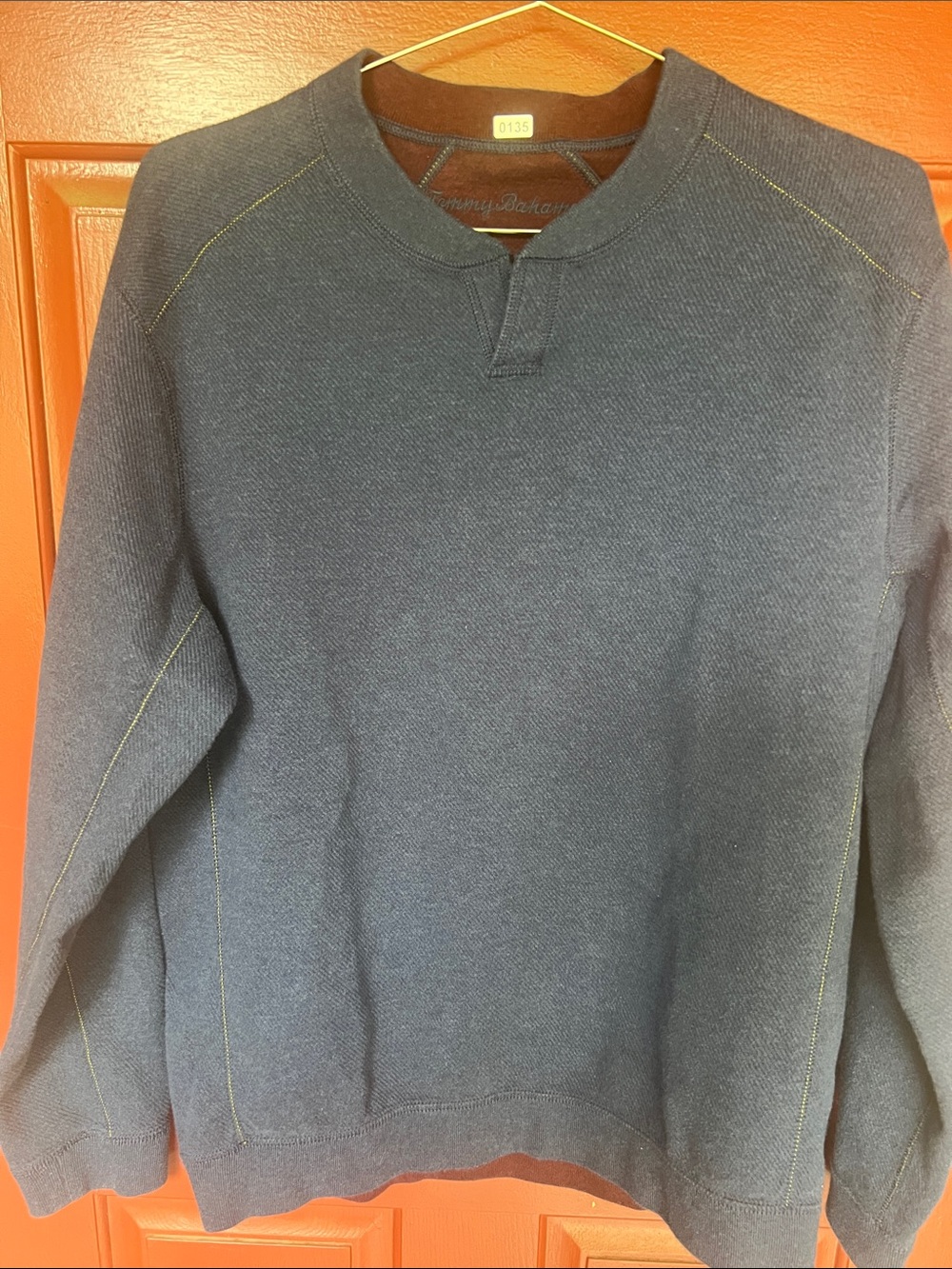Tommy Bahama Dark Navy Crewneck Sweater with Contrast Stitching
